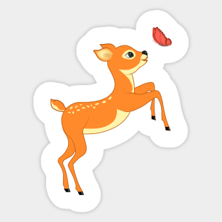 Fawn and butterfly Sticker